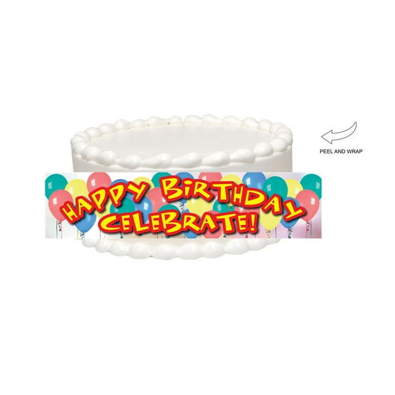 Happy Birthday Balloons Edible Cake Side Photo Image Decoration