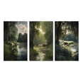 thumbnail image 2 of Designart "Rural Scene Cows Walking Near a Lake I" Animals Cow Wall Art Set Of 3 - Cow Green Canvas Set For Living Room Decor, 2 of 6