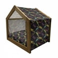 thumbnail image 2 of Gecko Pet House, Abstract Reptiles Composition of Lizards with Motifs on Brown Toned Background, Outdoor & Indoor Portable Dog Kennel with Pillow and Cover, 5 Sizes, Multicolor, by Ambesonne, 2 of 5