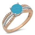 thumbnail image 2 of 1.27 ct Round Cut Simulated Turquoise Solitaire with Accents Engagement Ring for Women in 14K White/Rose Gold, 2 of 2
