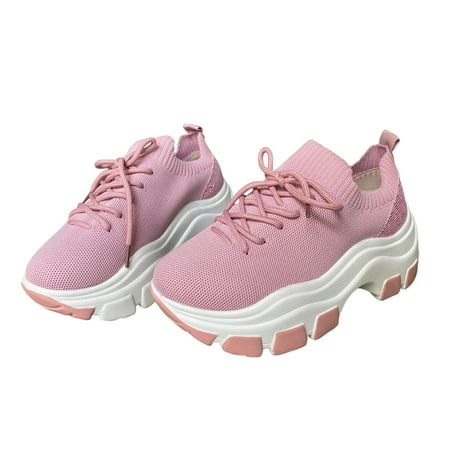 

Kukoosong Womens Comfort Shoes Women Lace Up Sneakers Color Blocking Shoes Plus Size Fashion Sports Casual Flat Shoes Women Pink 40