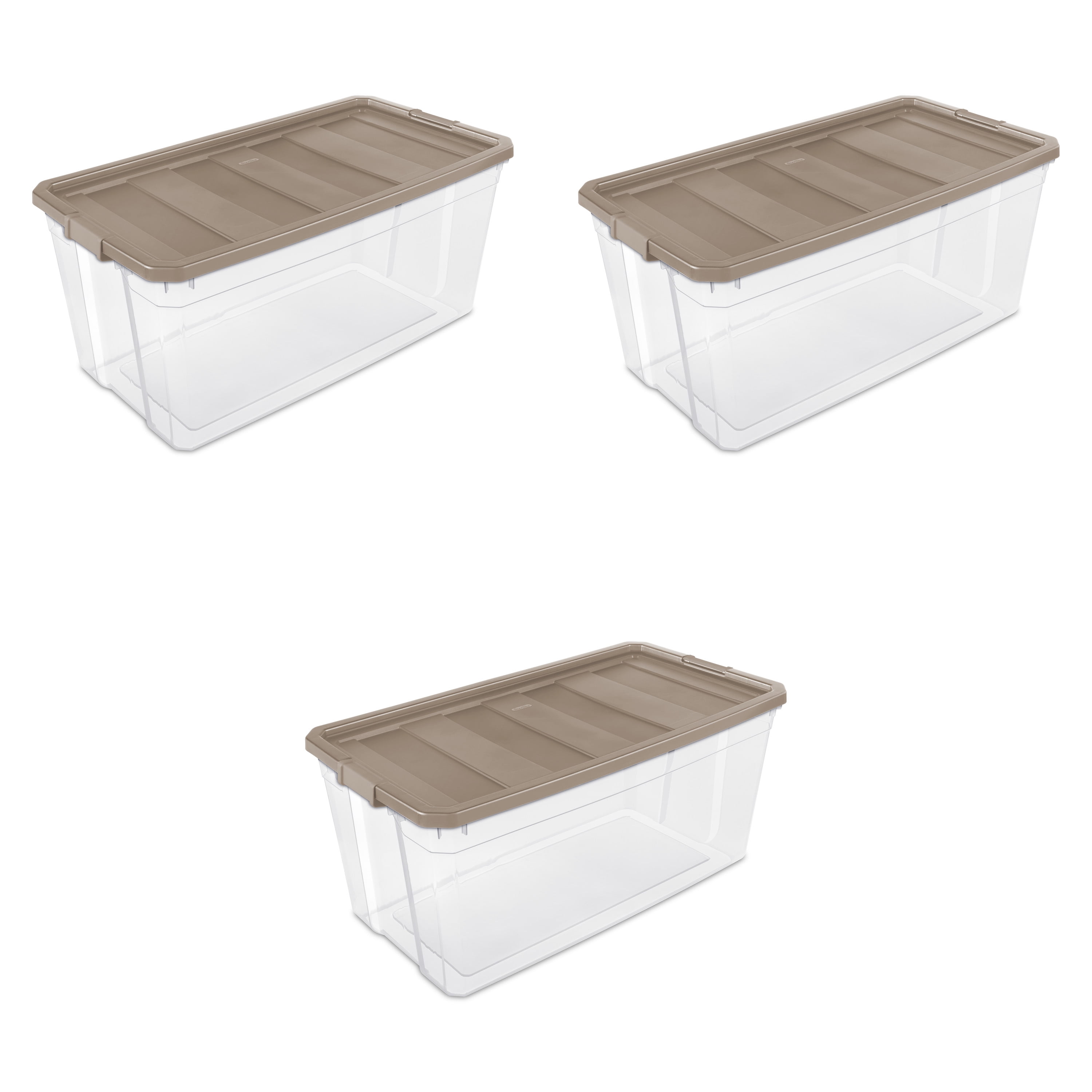 Sterilite 200 Qt. Stacker Box Taupe Splash Set of 3