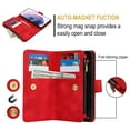 thumbnail image 5 of Allytechgroup Premium Wallet Phone Case for Samsung Galaxy A16 5G, Zipper Pocket Kickstand Crossbody Shoulder Strap Hand Wrist RFID Blocking Shockproof Protective Case for Women Men, Red, 5 of 6