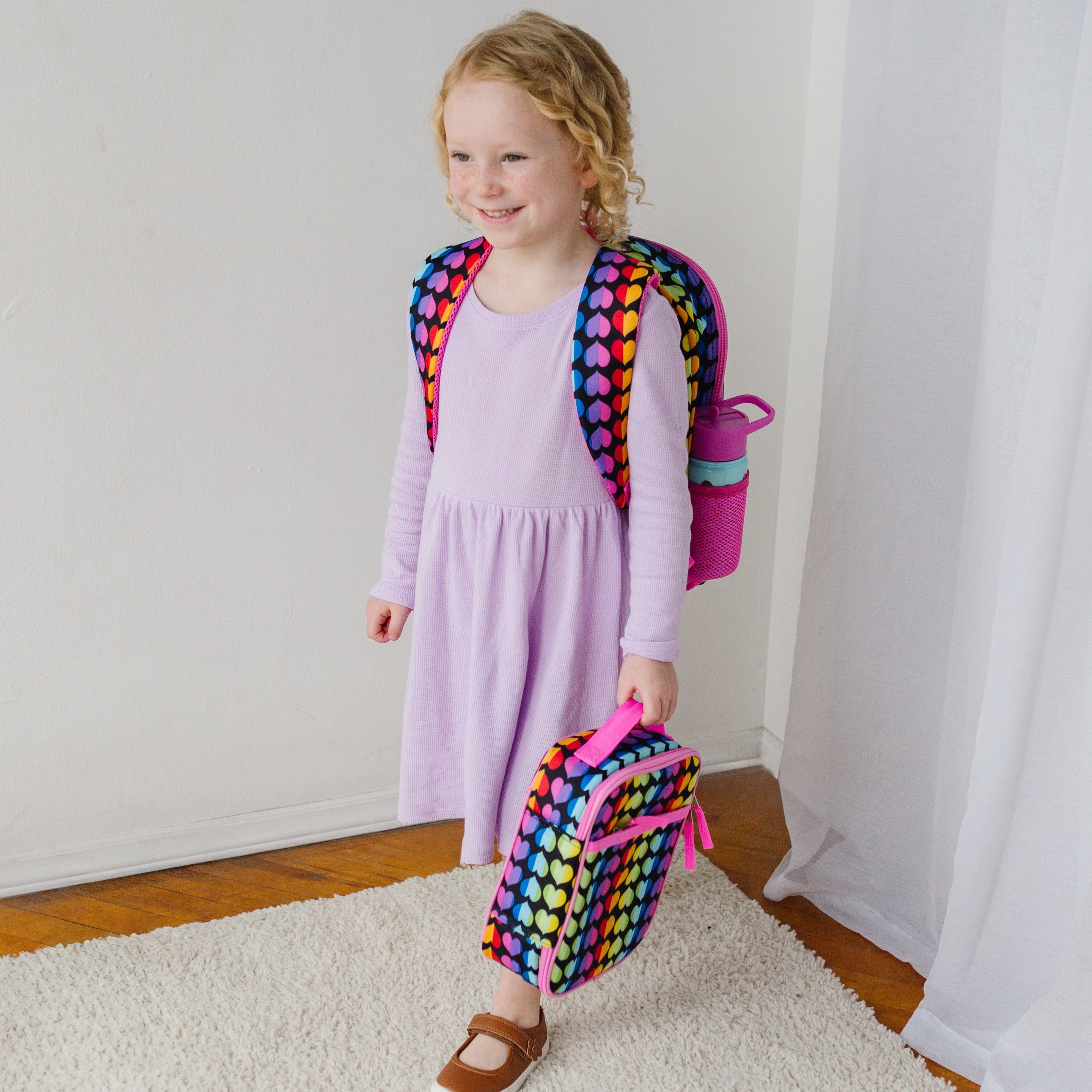 Wildkin Kids Recycled Eco Lunch Bag for Boys and Girls (Rainbow Hearts)