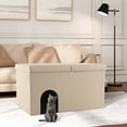 thumbnail image 2 of Costway Cat Litter Box Enclosure Hidden Furniture Cat Washroom Shoe Storage Bench Beige, 2 of 10