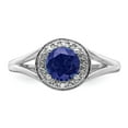 thumbnail image 4 of 925 Sterling Silver Rhodium-plated Diam. & Created Sapphire Ring Size: 9; for Adults and Teens; for Women and Men, 4 of 5
