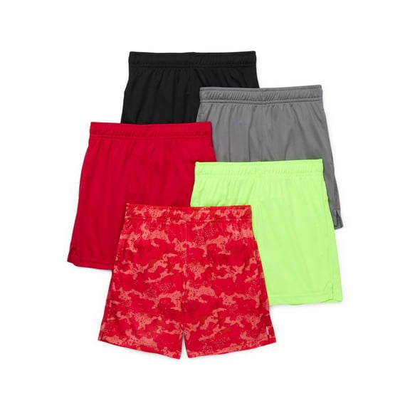 Athletic Works Boys Performance Shorts, 5-Pack, Sizes 4-18 & Husky