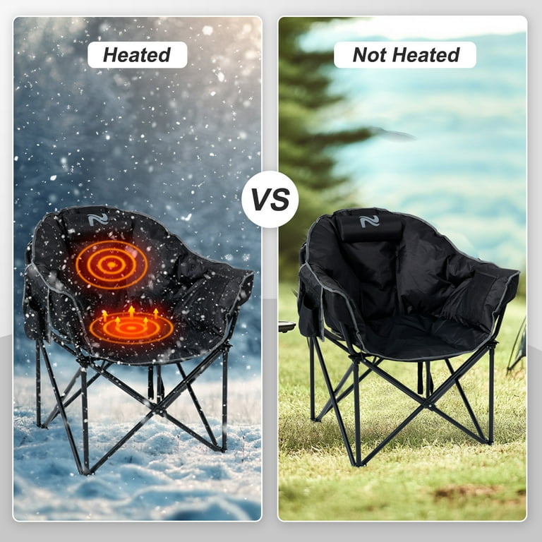 NAIZEA Heated Camping Chair With 3 Heat Levels - Oversized Portable Outdoor Chair