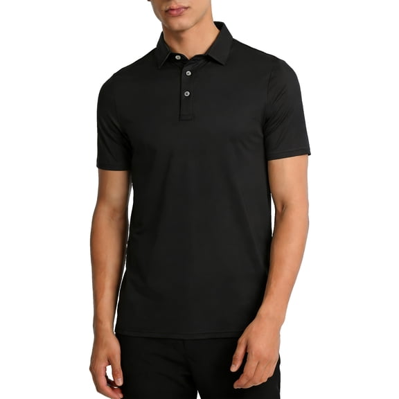 Mens Polo Shirts Short Sleeve Black Shirt for Men Breathable Collared Polo t Shirts L