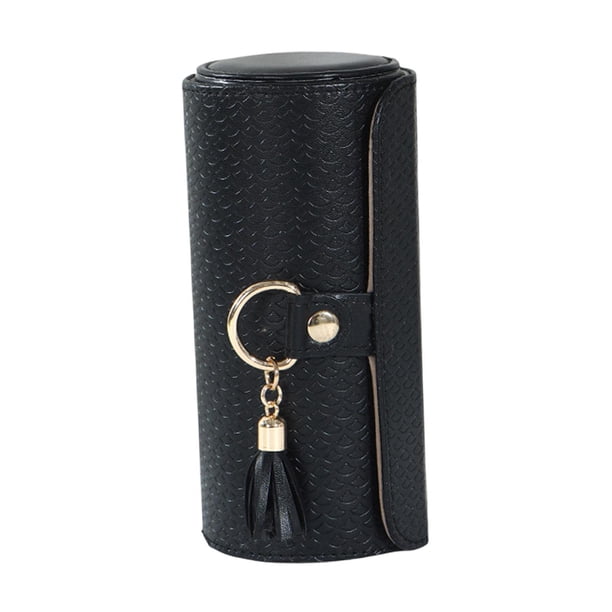 Joyero para mujer, caja de almacenamiento de collares, gran capacidad, 3 capas Negro
