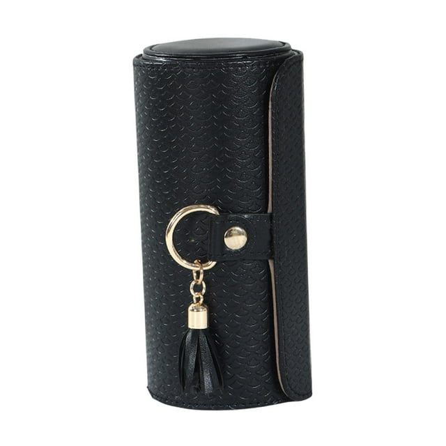 Joyero de viaje Organizador de joyas Multifunción de cuero Portátil Joyero Negro