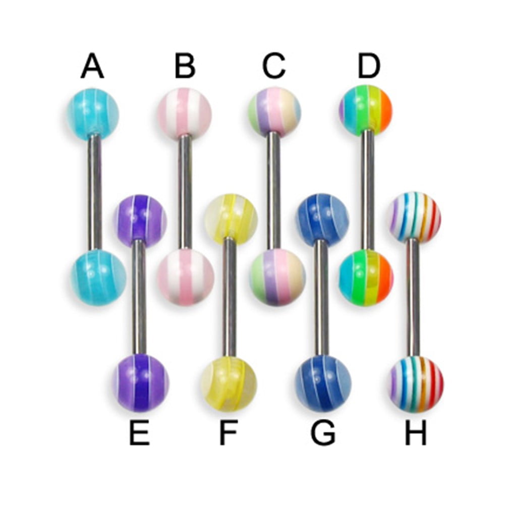 Multilayered Ball Tongue Ring, 14 Ga,F