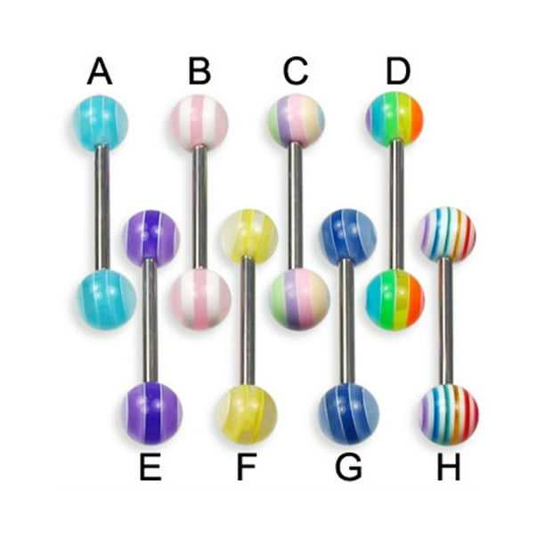 MsPiercing Multilayered Ball Tongue Ring, 14 Ga,F