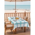 thumbnail image 2 of Outdoor Tablecloth with Umbrella Hole for Patio/Picnic/Party/Camping, Blue Plaid Waterproof Table Cloth Rectangle Table Cover Washable, Farmhouse Buffalo Check Stripes Modern Geometric (60"x 120"), 2 of 8