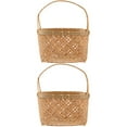 thumbnail image 5 of MLINS 2pcs Handmade Woven Bamboo Basket Household Portable Storage Basket Flower Basket for Camping Picnic, 5 of 8