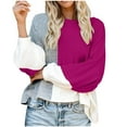 thumbnail image 1 of Pisexur Chandails pour Femmes, Chandails à Manches Longues Tendance, Col Rond, Patchwork Coloré, Automne, Blouse Ample, Chandail-Over Surdimensionné pour Femmes, 1 of 3