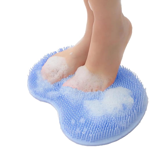 Shower Foot and Back Scrubber Mat,Wall Mounted Shower Foot Scrubber with Non-Slip Suction Cups,Exfoliating Silicone Massage Cleaner Mat