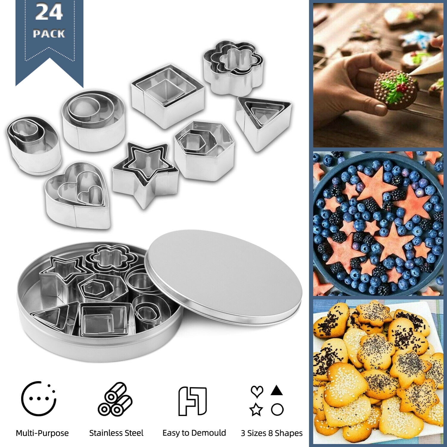 Biscuit Set DIY Slicer Cookies Cutter Round Circle Stainless Steel Pastry Mold Biscuit Set DIY Slicer Cookies Cutter Round Circle Stainless Steel Pastry Mold