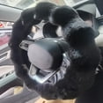 thumbnail image 6 of Luxury Fluffy Winter Car Steering Wheel Cover for Women, Fuzzy Cute Steering Wheel Cover Soft Warm Furry Auto Plush Fur Vehicle Steering Wheel Protector Waved (Black), 6 of 12