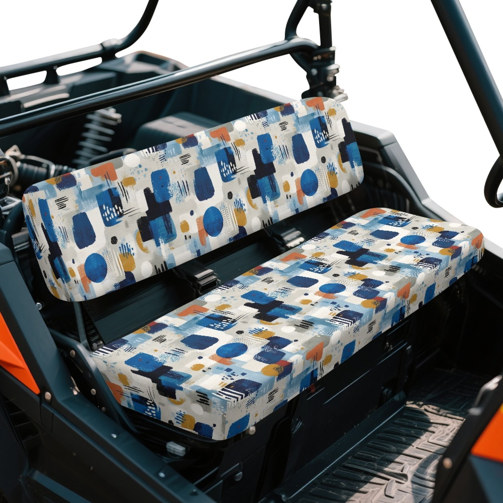 ZIATUBLES UTV Seat Covers 2 Pack, Waterproof Polyester Front Seat Protectors Compatible with Kawasaki Mule 3020 4000, Fade Resistant UTV Decor Accessory Part, Abstract Geometric Print