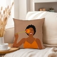 thumbnail image 3 of Ethan Taylor People & Portraits Throw Pillow Soft Cushion Cover ' 'African American People & Portraits Feeling So Fresh' Bohemian Decorative Square Accent Pillow Case, 18x18 Inches, Brown, Orange, 3 of 5