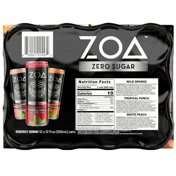 Buy Zoa Zero Sugar Energy Drink, Variety, 12 Fluid Ounce (Pack of 12