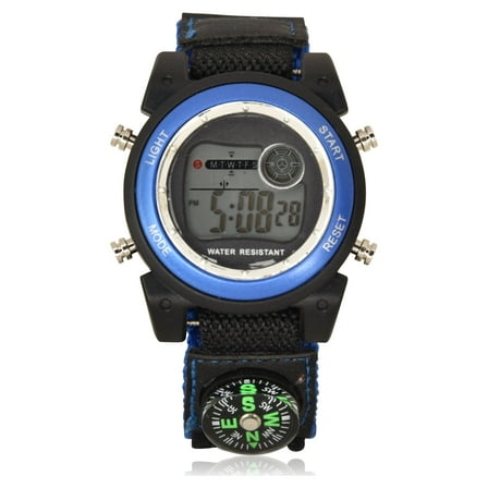 Wonder Nation Black and Blue LED Fast Strap Watch with Compass (WN4034WM)