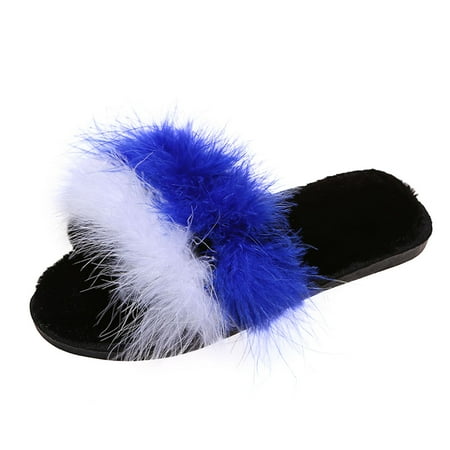 

Women s Color Matching Pen-Toe Solid Color Warm Flat Cotton Slippers