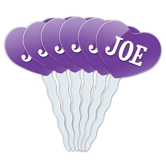 Joe Heart Love Cupcake Picks Toppers - Set of 6