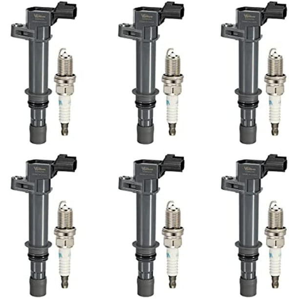 Set of 6 Ignition Coil Pack and Platinum Spark Plug Compatible with