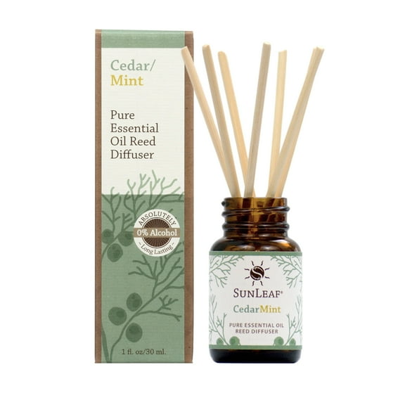SunLeaf Naturals Mini Reed Diffuser Cedar Mint, 1 Fluid Ounce
