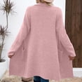 thumbnail image 4 of Women's Open Front Coatigan Long Sleeve Casual Lapel Cardigan Coat with Pockets Fall Winter Mid-Length Solid Coats, 4 of 7