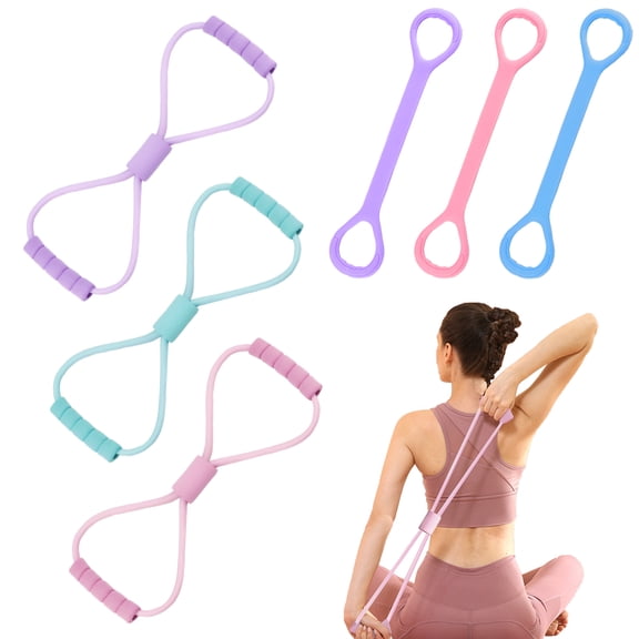 6 Pack Figure 8 Resistance Band, Workout Stretch Bands for Exercise, Arm Back Shoulder Fitness Elastic Rope Equipment for Yoga Pilates Physical Therapy Stretching Training (2 Style, 3 Color)