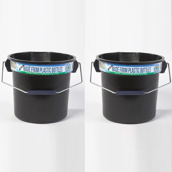 2 PACK Made from Recycled Water Bottles, Heavy-Duty, Commercial All-Purpose BUCKET with FREE SPONGE INCLUDED