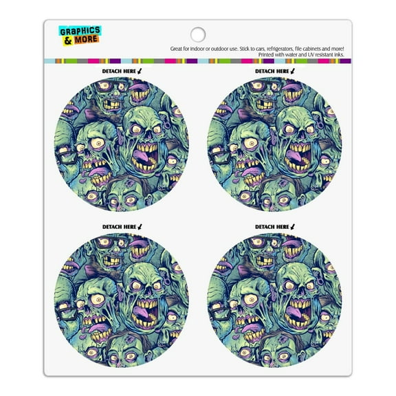 Zombie Pattern Dead Corpses Undead Horror Refrigerator Fridge Locker Vinyl Circle Magnet Set