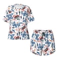 thumbnail image 5 of "Wukai Retro Butterfly Women's Pajama Set - Short-Sleeve Top and Shorts with Elastic Waistband and Pockets for Loungewear, Yoga, and Casual Wear-Large, 5 of 8