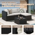 thumbnail image 6 of BaPiPro 5 Piece All-Weather PE Rattan Modular Outdoor Patio Furniture Set, Sectional Conversation Sofa with Thick Removable Cushions & Tempered Glass Coffee Table for Backyard Poolside Garden, Beige, 6 of 7