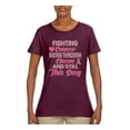 thumbnail image 2 of Wild Bobby, Fighting Cancer And Still Sexy, Breast Cancer Awareness, Women Graphic Tee, Maroon, Medium, 2 of 5