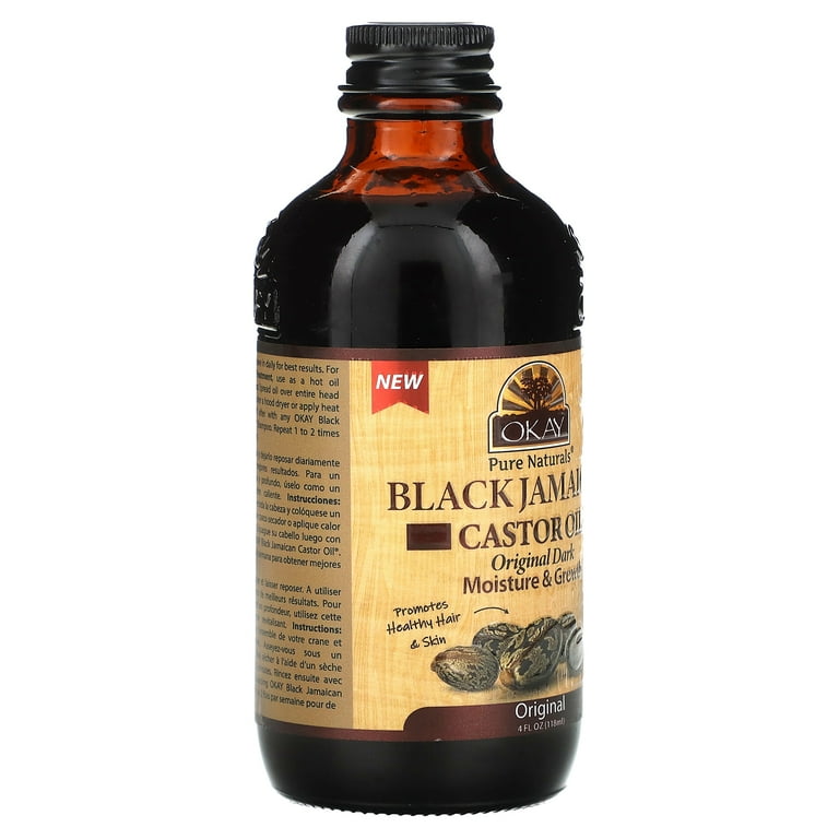 Okay Pure Naturals Black Jamaican Castor Oil, Original Dark, 4 fl