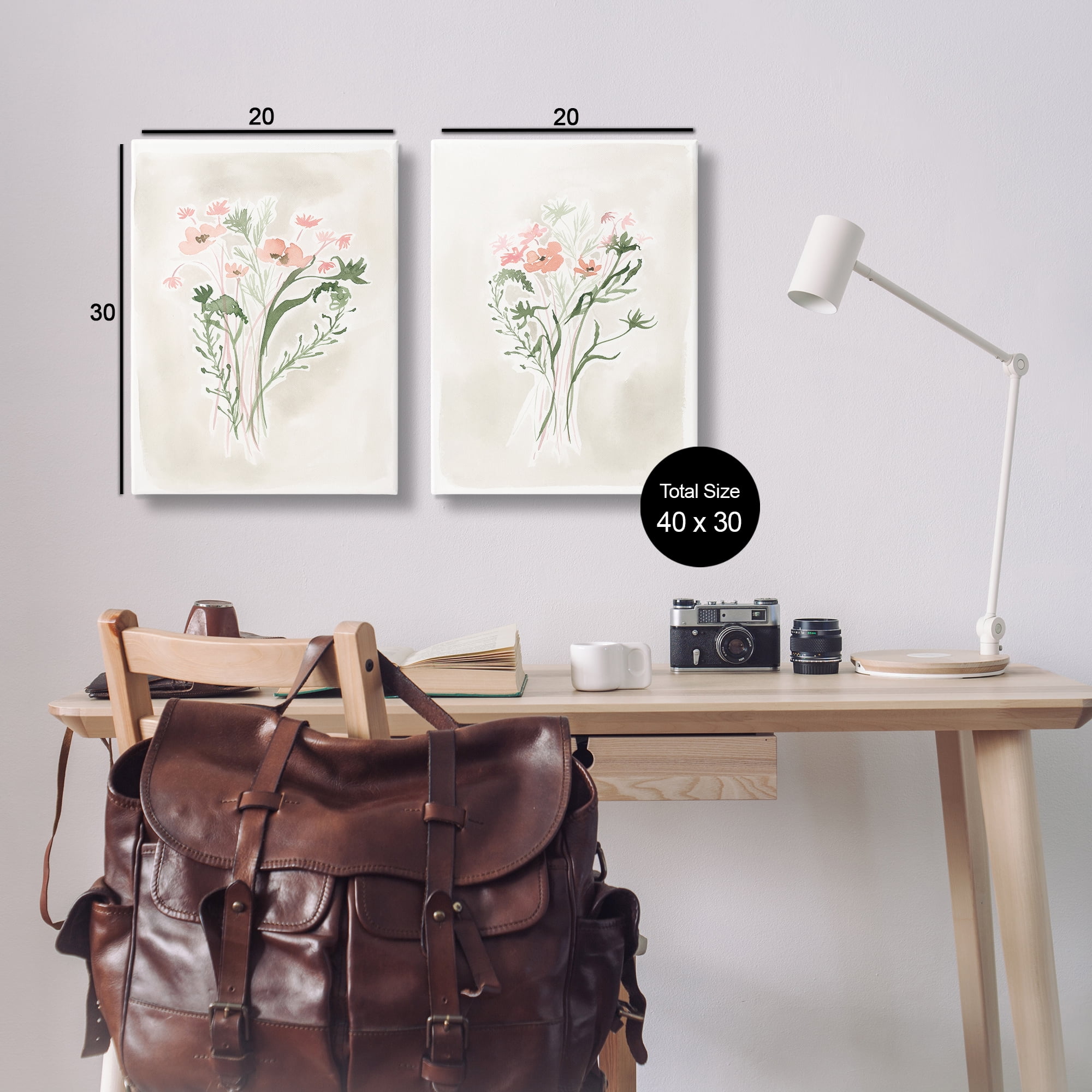 Stupell Industries Simple Watercolor Flowers Plants & Flowers Painting Wrapped Canvas Art Print Wall Art, 20 x 30, Set of 2