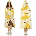 thumbnail image 3 of Yellow Duck And Bananas Wearable Hooded Blanket Fleece Throw Blanket Cloak Wrap for Adults Winter, 3 of 6