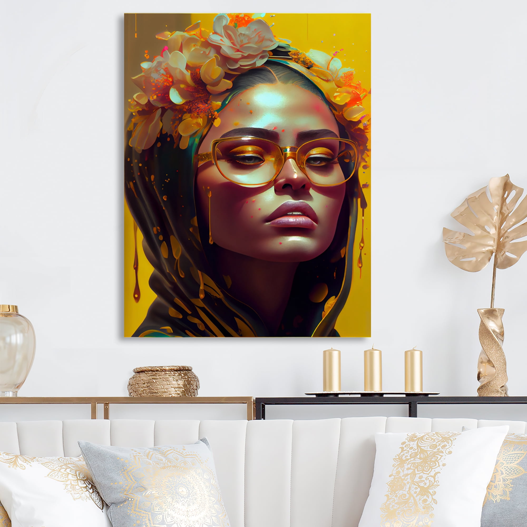 Designart Stylish Arabic Woman With Floral Hijab VIII Canvas Wall Art