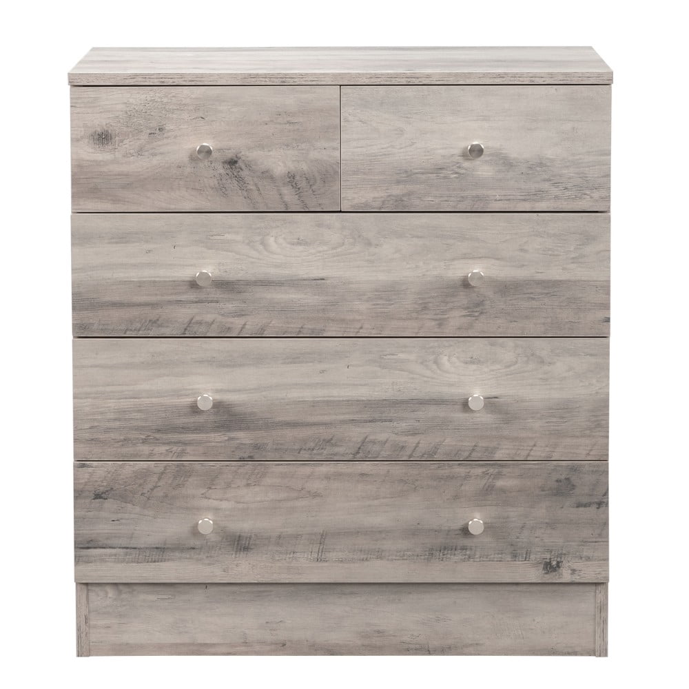 IVV 5 Drawer Dresser for Bedroom, Farmhouse Chest of Drawers, Bedroom Furniture, Clothes Storage and Organizer, 25.98"L x 12.99"W x 28.74"H, Gray