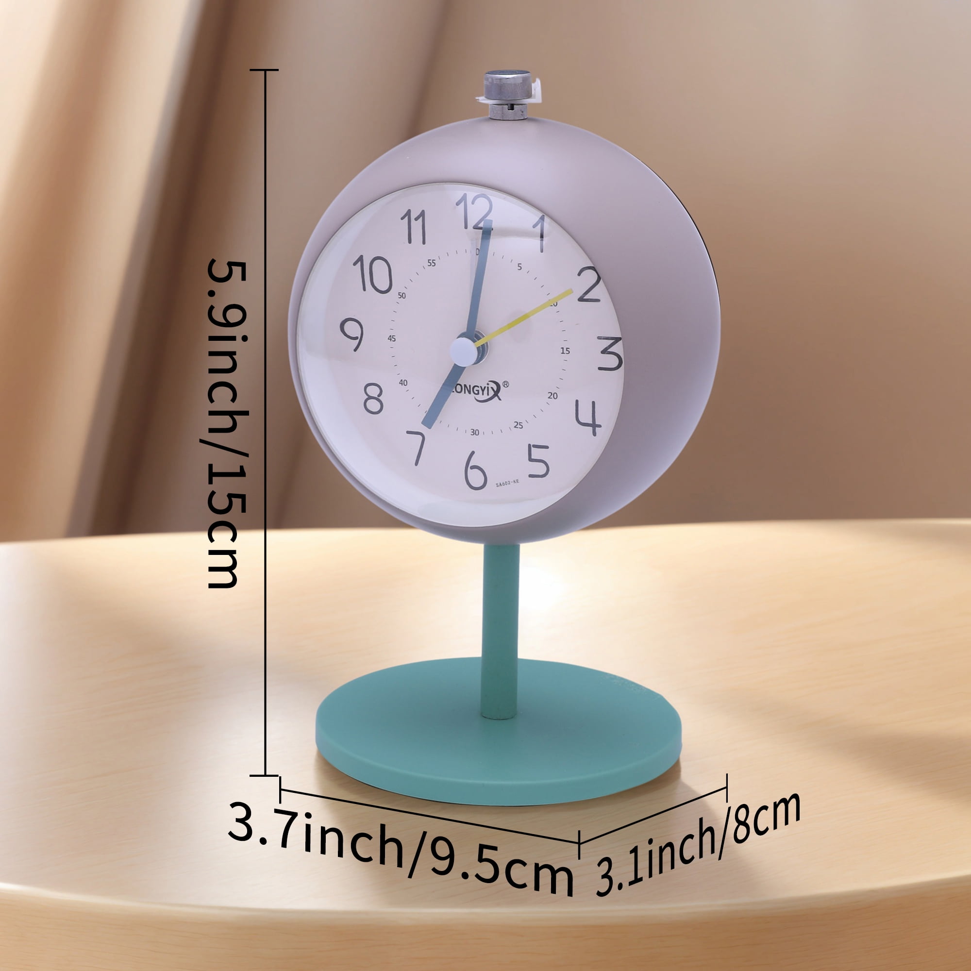 Unique Bargains Non-Tick Movement Alarm Clock Green 3.7"L x 3.1"W x 5.9"H