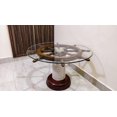 Nautical Authentic Wood Crafted Coffee Table with Thick Clear Glass Top