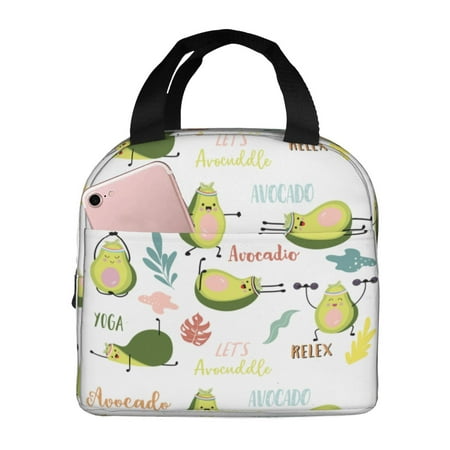 Insulated Lunch Bag for Women Men - Happy Avocado Leakproof Cooler Lunch Box for Women Men  Lunch Tote Bags for Work School Picnic Travel