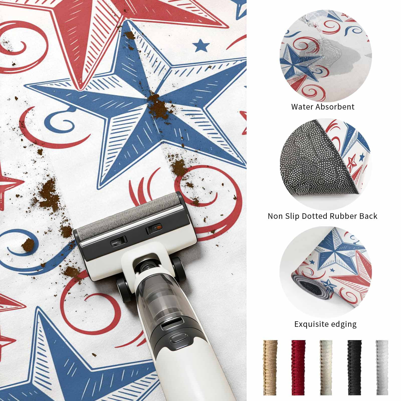 Area Rugs 5'x7', American Star Carpet Runner Indoor Outdoor Rugs Home Decor Aesthetic, Blue Red Patriotic 4th of July Ombre Non Slip Mats Washable Accent Rug for Living Room Bedroom