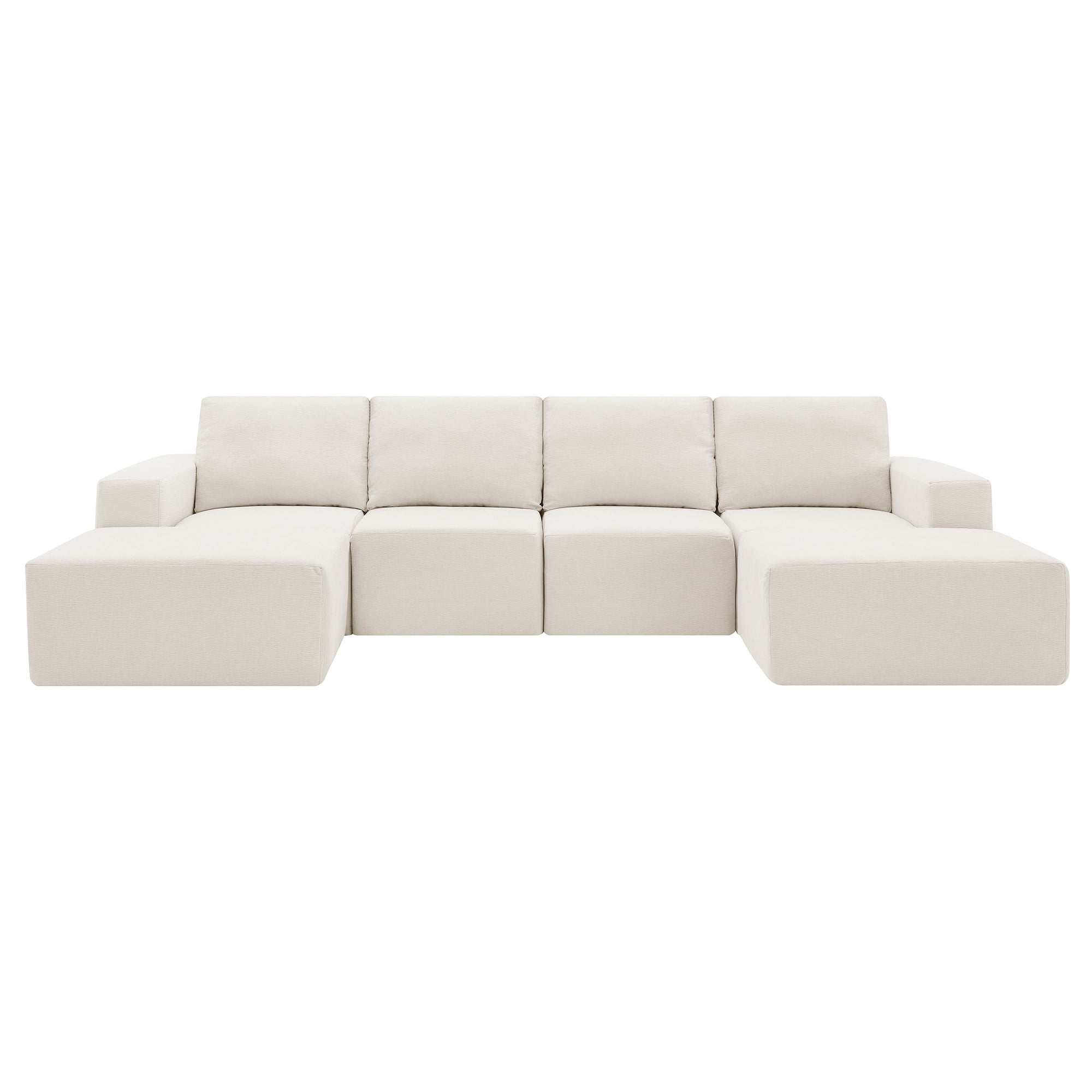 MAYEERTY 110x72" Modular U-Shaped Sectional Sofa - Luxury Chenille Floor Couch with Ottomans/Deep Seat, No Assembly for Living Room/Bedroom, 3 Colors