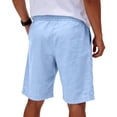 thumbnail image 5 of GrmtClth Linen Shorts for Men Casual Elastic Waist Drawstring Shorts Loose Fit Summer Vacation Beach Shorts Lightweight Stretch Outdoor Beach Wear with Pockets Light Blue S, 5 of 7