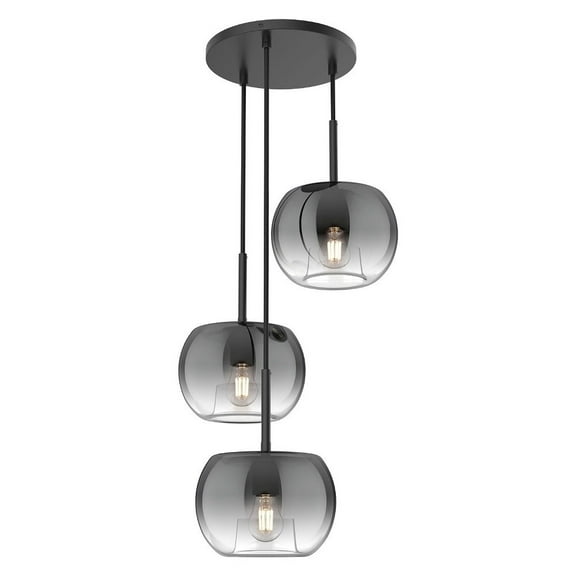 CH57514-BK/SM-Kuzco Lighting-Samar - 3 Light Chandelier-10.38 Inches Tall and 14 Inches Wide-Black Finish